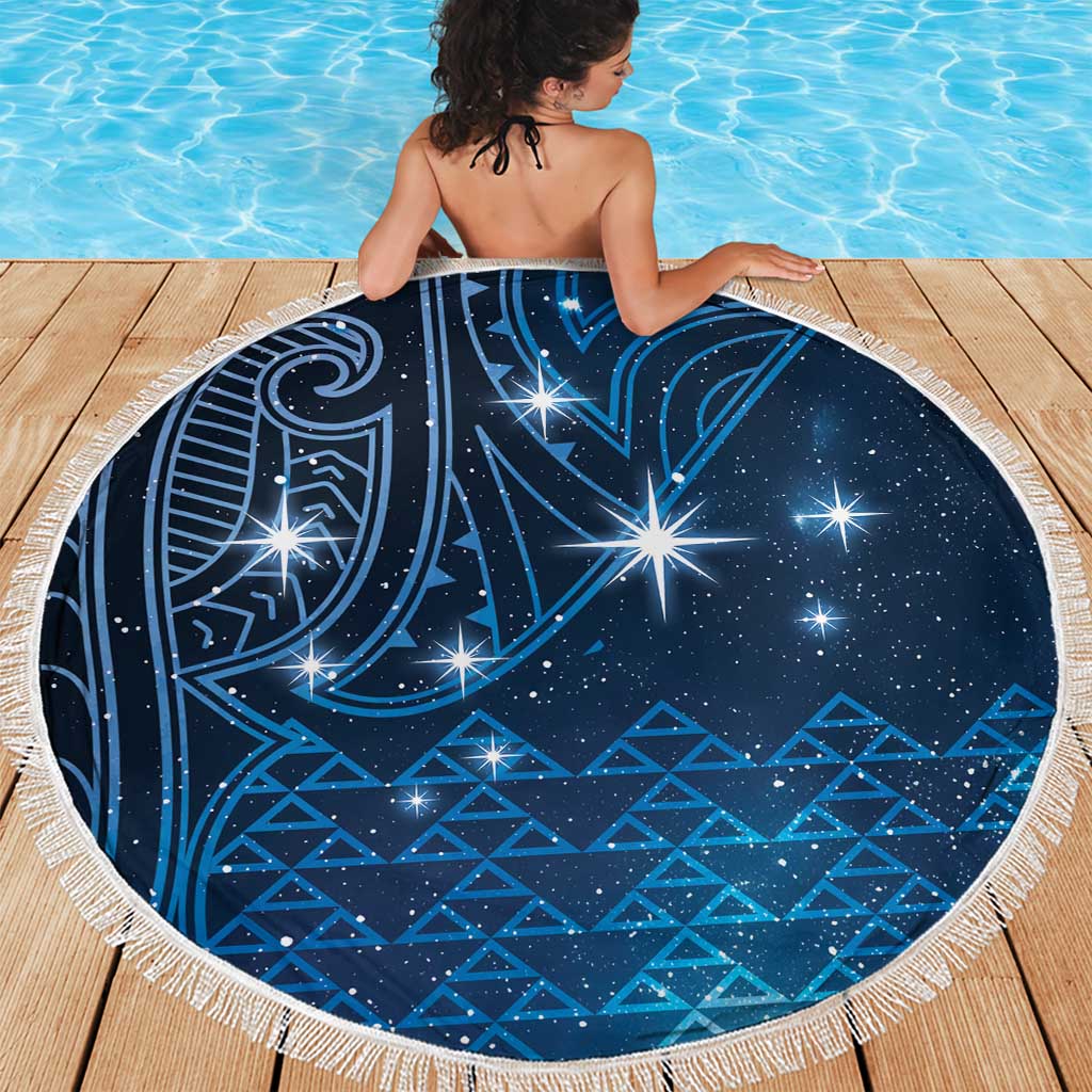 New Zealand Matariki Beach Blanket Taniko Aramoana With Maori Galaxy Sky Night LT9 - Polynesian Pride