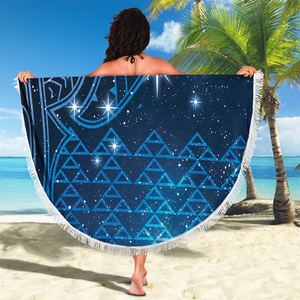 New Zealand Matariki Beach Blanket Taniko Aramoana With Maori Galaxy Sky Night LT9 - Polynesian Pride