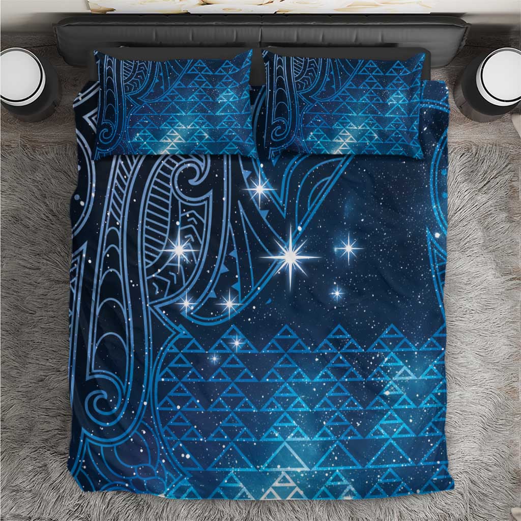 New Zealand Matariki Bedding Set Taniko Aramoana With Maori Galaxy Sky Night LT9 Galaxy - Polynesian Pride