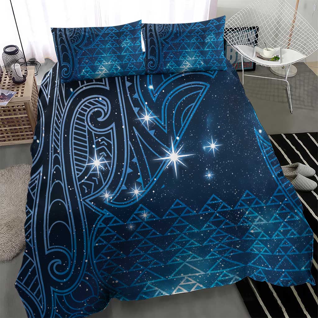 New Zealand Matariki Bedding Set Taniko Aramoana With Maori Galaxy Sky Night