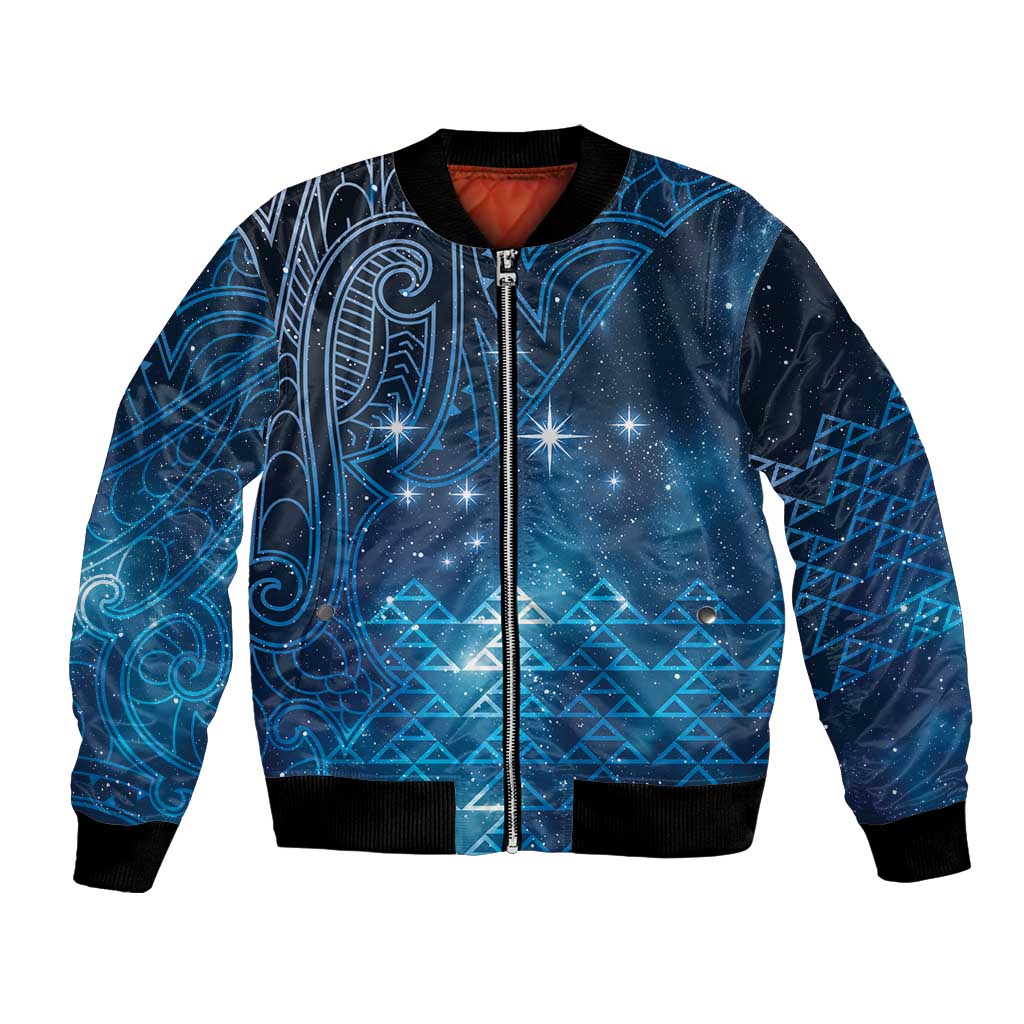 New Zealand Matariki Bomber Jacket Taniko Aramoana With Maori Galaxy Sky Night LT9 Unisex Galaxy - Polynesian Pride