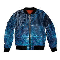 New Zealand Matariki Bomber Jacket Taniko Aramoana With Maori Galaxy Sky Night LT9 Unisex Galaxy - Polynesian Pride
