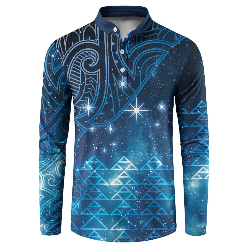 New Zealand Matariki Button Sweatshirt Taniko Aramoana With Maori Galaxy Sky Night LT9 Galaxy - Polynesian Pride