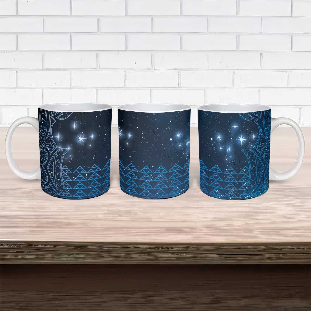 New Zealand Matariki Ceramic Mug Taniko Aramoana With Maori Galaxy Sky Night - Polynesian Pride