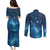 New Zealand Matariki Couples Matching Puletasi and Long Sleeve Button Shirt Taniko Aramoana With Maori Galaxy Sky Night
