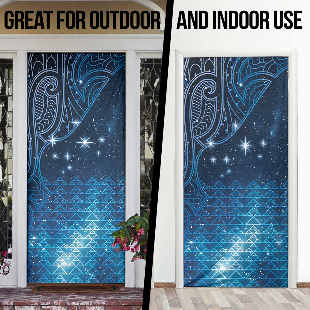 New Zealand Matariki Door Cover Taniko Aramoana With Maori Galaxy Sky Night - Polynesian Pride