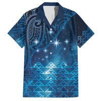 New Zealand Matariki Family Matching Off The Shoulder Long Sleeve Dress and Hawaiian Shirt Taniko Aramoana With Maori Galaxy Sky Night