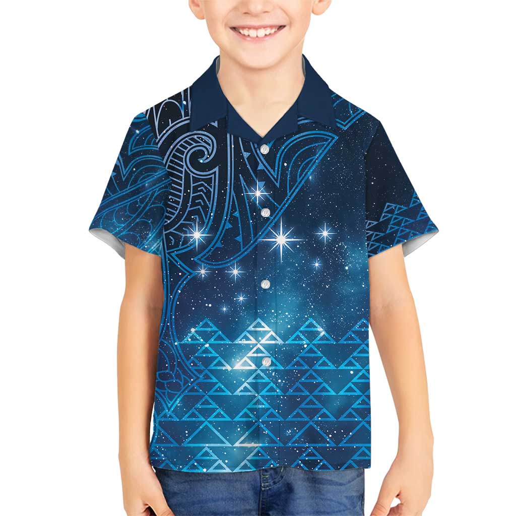 New Zealand Matariki Family Matching Off Shoulder Short Dress and Hawaiian Shirt Taniko Aramoana With Maori Galaxy Sky Night