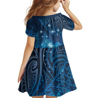 New Zealand Matariki Family Matching Summer Maxi Dress and Hawaiian Shirt Taniko Aramoana With Maori Galaxy Sky Night