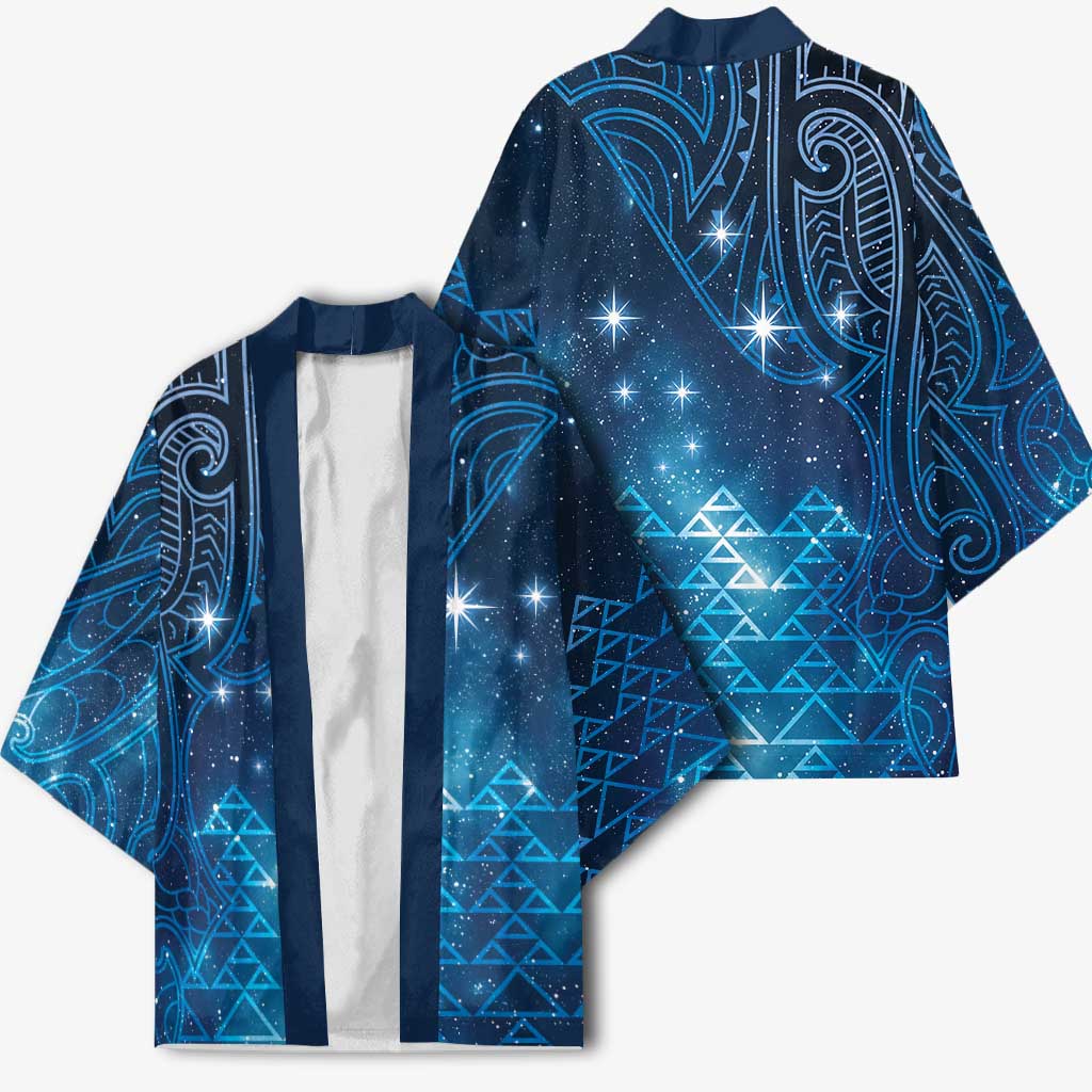 New Zealand Matariki Kimono Taniko Aramoana With Maori Galaxy Sky Night - Polynesian Pride