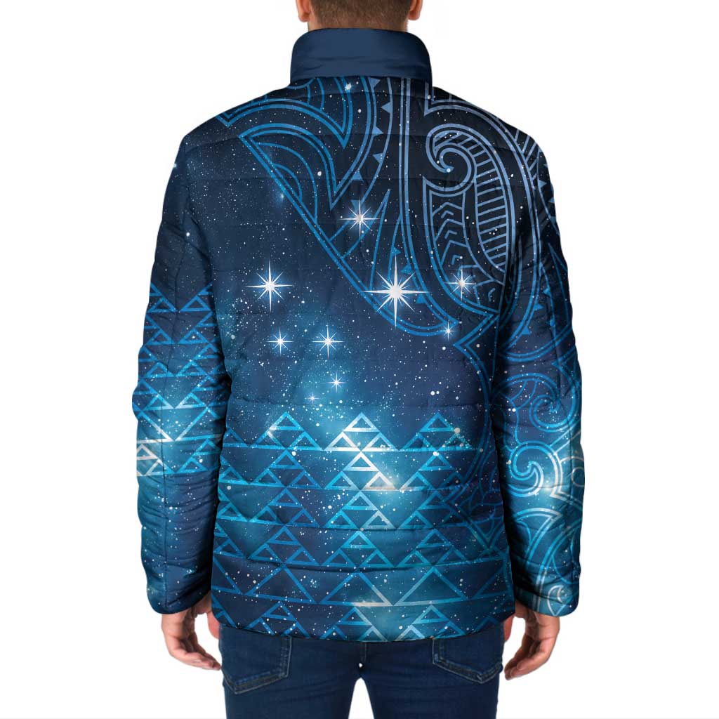 New Zealand Matariki Padded Jacket Taniko Aramoana With Maori Galaxy Sky Night - Polynesian Pride