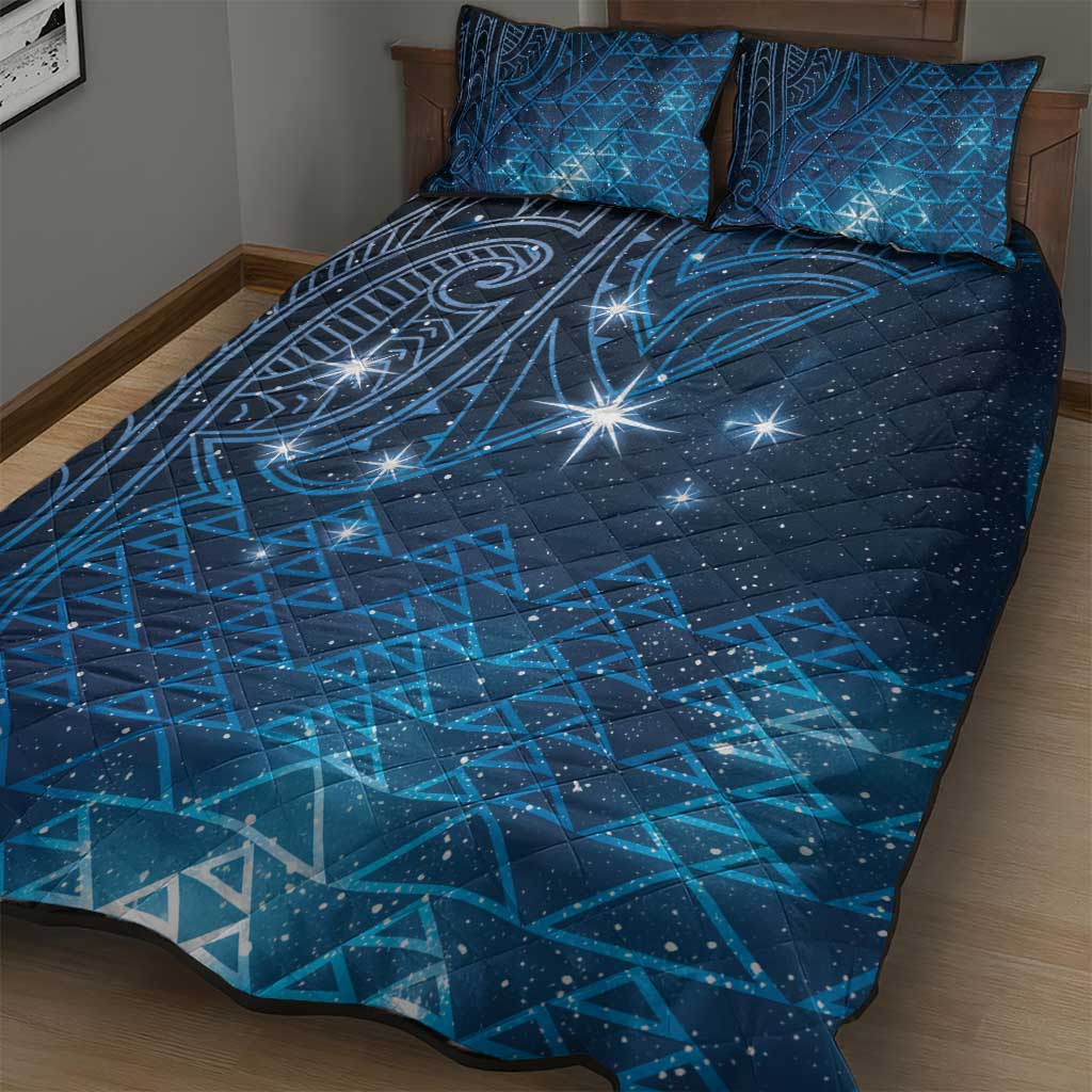 New Zealand Matariki Quilt Bed Set Taniko Aramoana With Maori Galaxy Sky Night