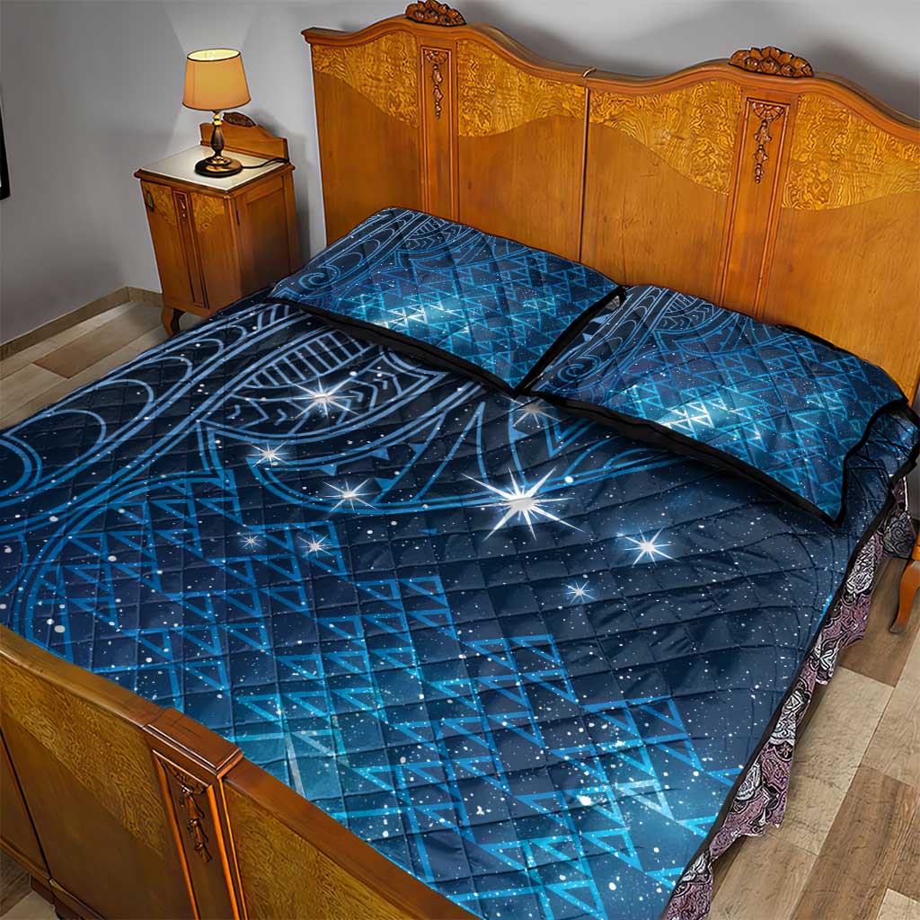 New Zealand Matariki Quilt Bed Set Taniko Aramoana With Maori Galaxy Sky Night