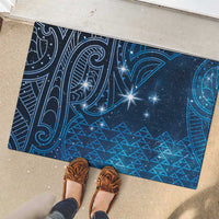 New Zealand Matariki Rubber Doormat Taniko Aramoana With Maori Galaxy Sky Night
