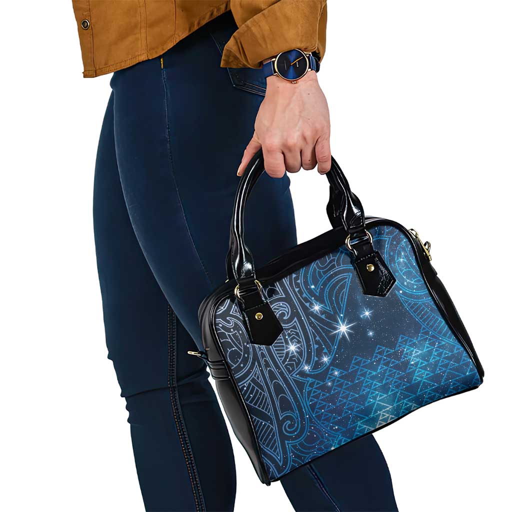 New Zealand Matariki Shoulder Handbag Taniko Aramoana With Maori Galaxy Sky Night LT9 - Polynesian Pride