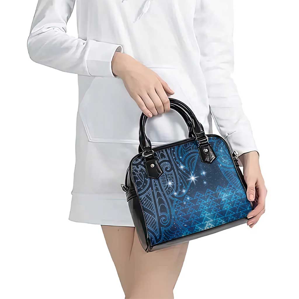 New Zealand Matariki Shoulder Handbag Taniko Aramoana With Maori Galaxy Sky Night LT9 - Polynesian Pride