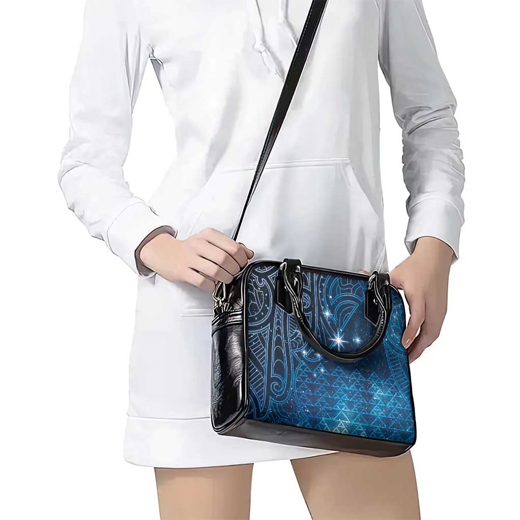 New Zealand Matariki Shoulder Handbag Taniko Aramoana With Maori Galaxy Sky Night LT9 - Polynesian Pride