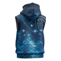 New Zealand Matariki Sleeveless Hoodie Taniko Aramoana With Maori Galaxy Sky Night - Polynesian Pride