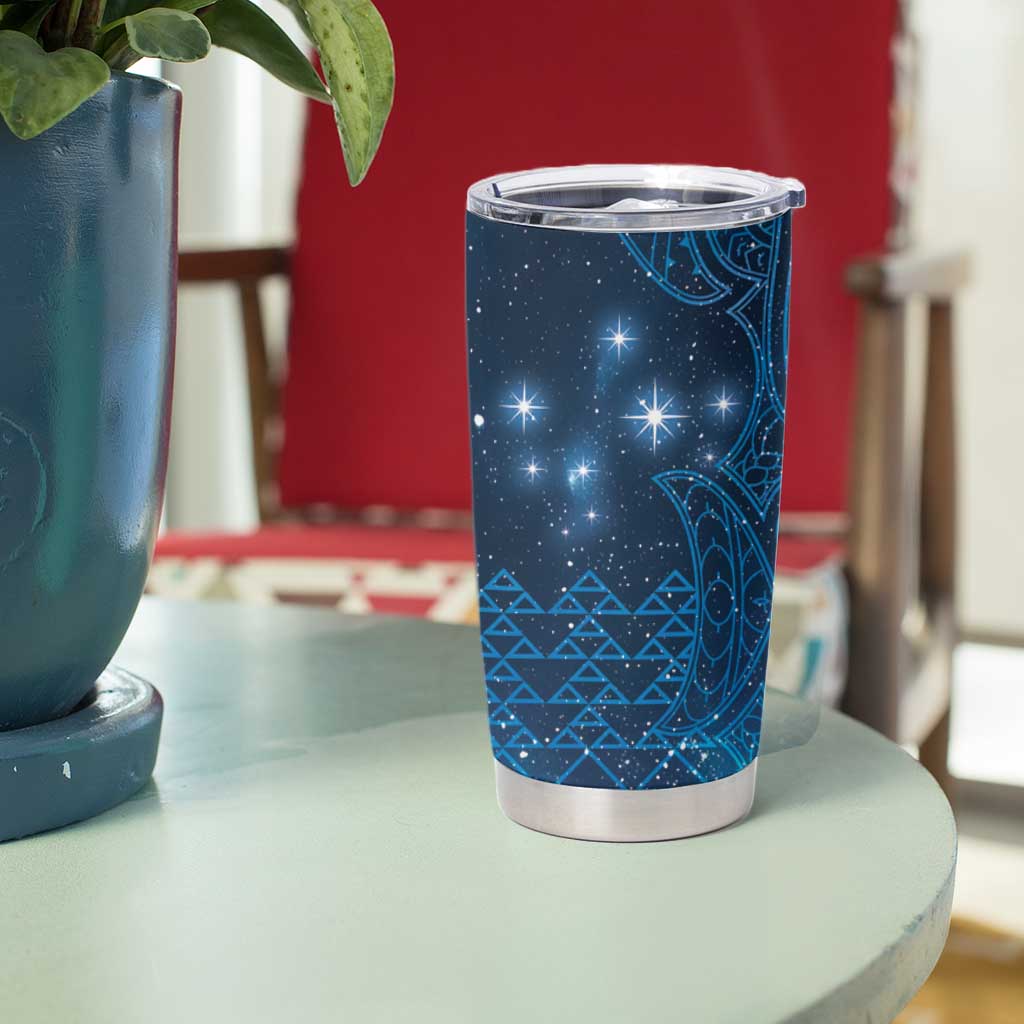New Zealand Matariki Tumbler Cup Taniko Aramoana With Maori Galaxy Sky Night