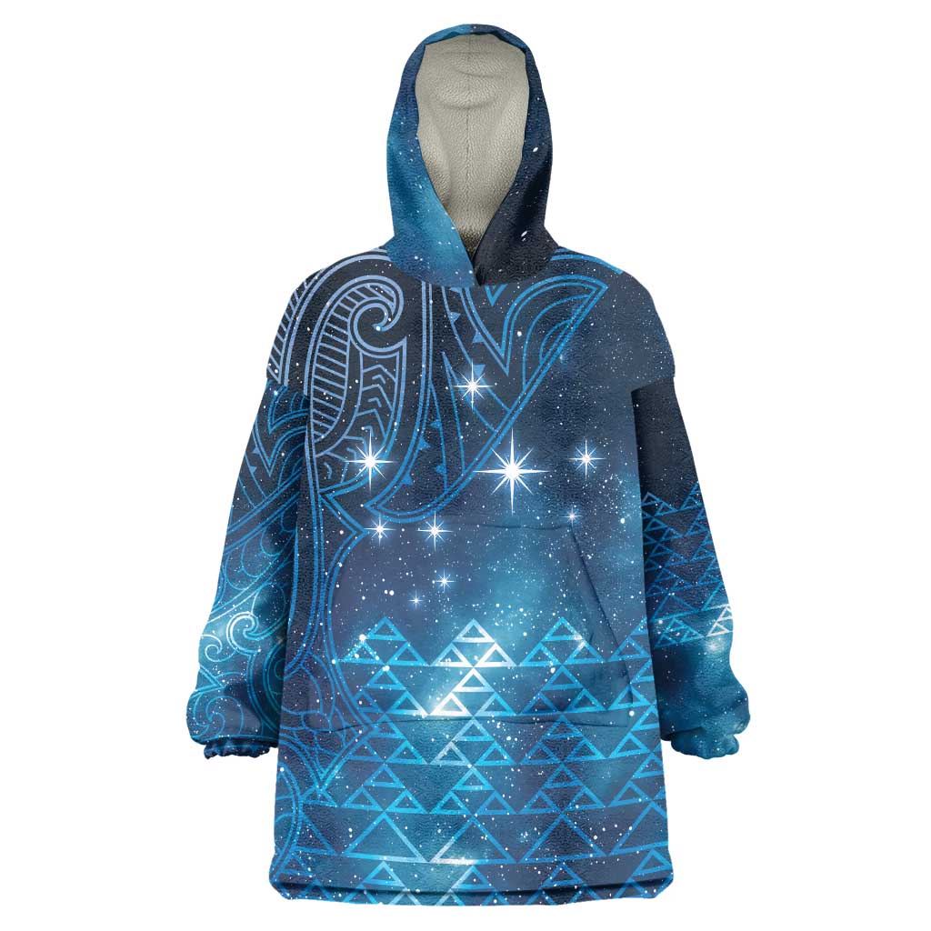 New Zealand Matariki Wearable Blanket Hoodie Taniko Aramoana With Maori Galaxy Sky Night LT9 One Size Galaxy - Polynesian Pride