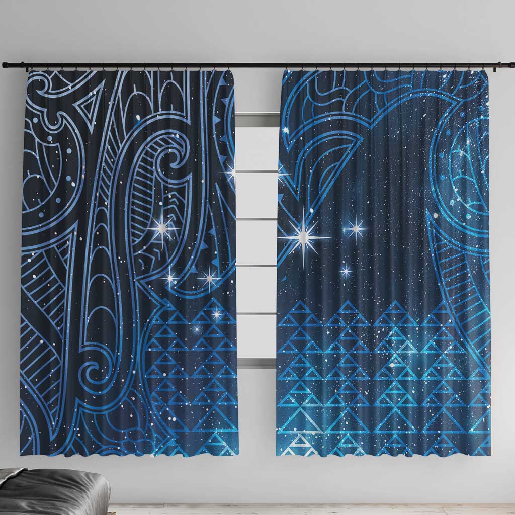New Zealand Matariki Window Curtain Taniko Aramoana With Maori Galaxy Sky Night LT9 With Hooks Galaxy - Polynesian Pride