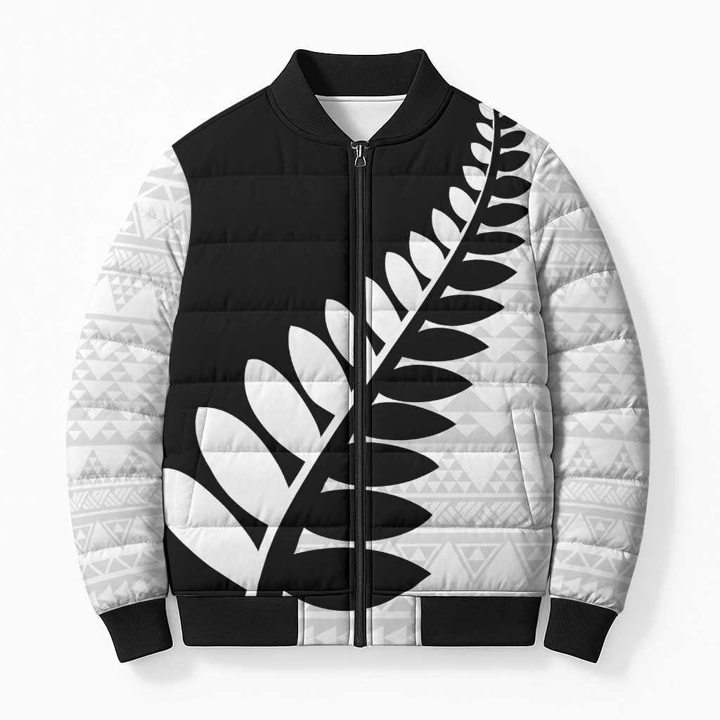 New Zealand Silver Fern Niho Taniwha Bomber Puffer Jacket - Polynesian Pride