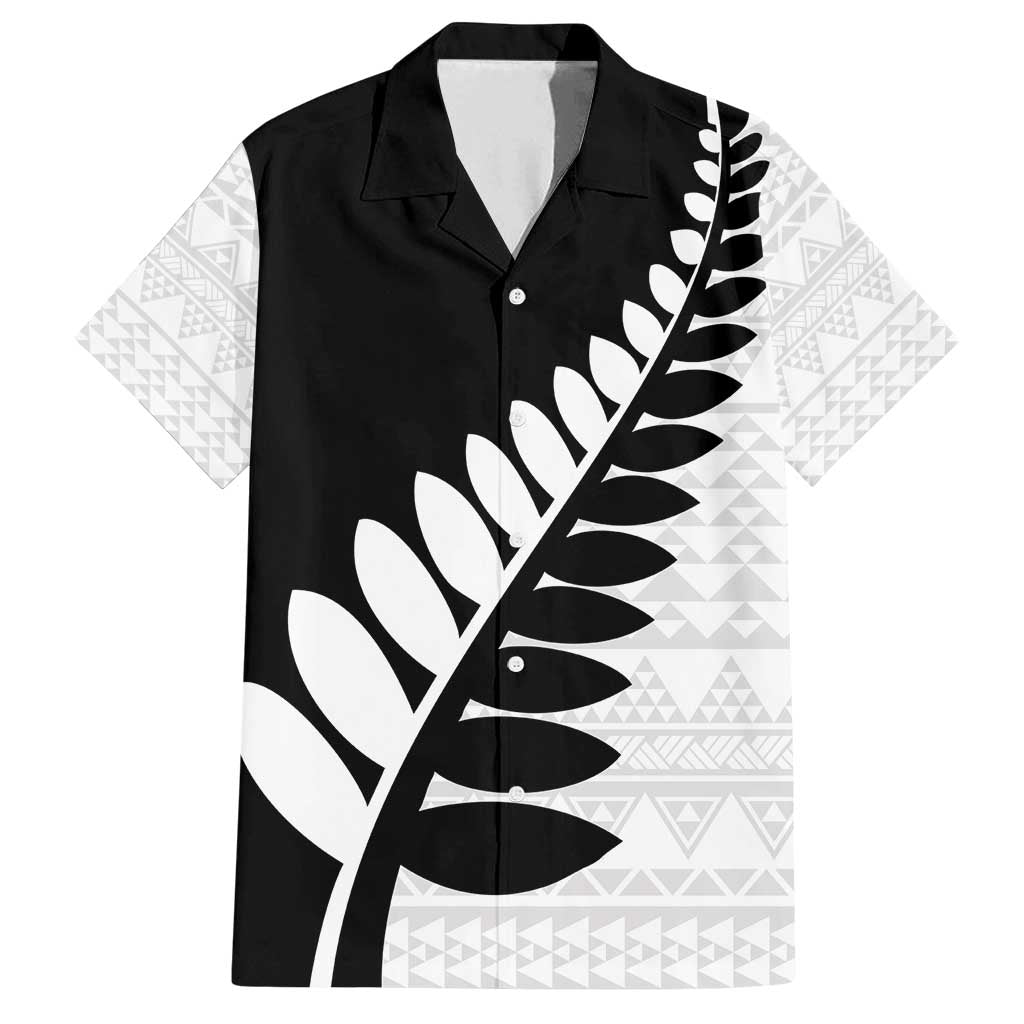 New Zealand Silver Fern Niho Taniwha Family Matching Long Sleeve Bodycon Dress and Hawaiian Shirt LT9 Dad's Shirt - Short Sleeve Black - Polynesian Pride