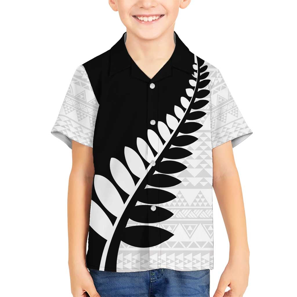 New Zealand Silver Fern Niho Taniwha Family Matching Long Sleeve Bodycon Dress and Hawaiian Shirt LT9 Son's Shirt Black - Polynesian Pride