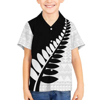 New Zealand Silver Fern Niho Taniwha Family Matching Long Sleeve Bodycon Dress and Hawaiian Shirt LT9 Son's Shirt Black - Polynesian Pride