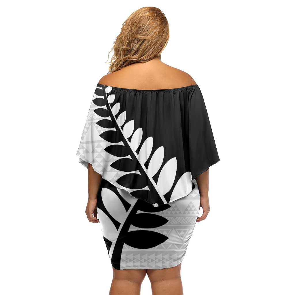 New Zealand Silver Fern Niho Taniwha Family Matching Off Shoulder Short Dress and Hawaiian Shirt