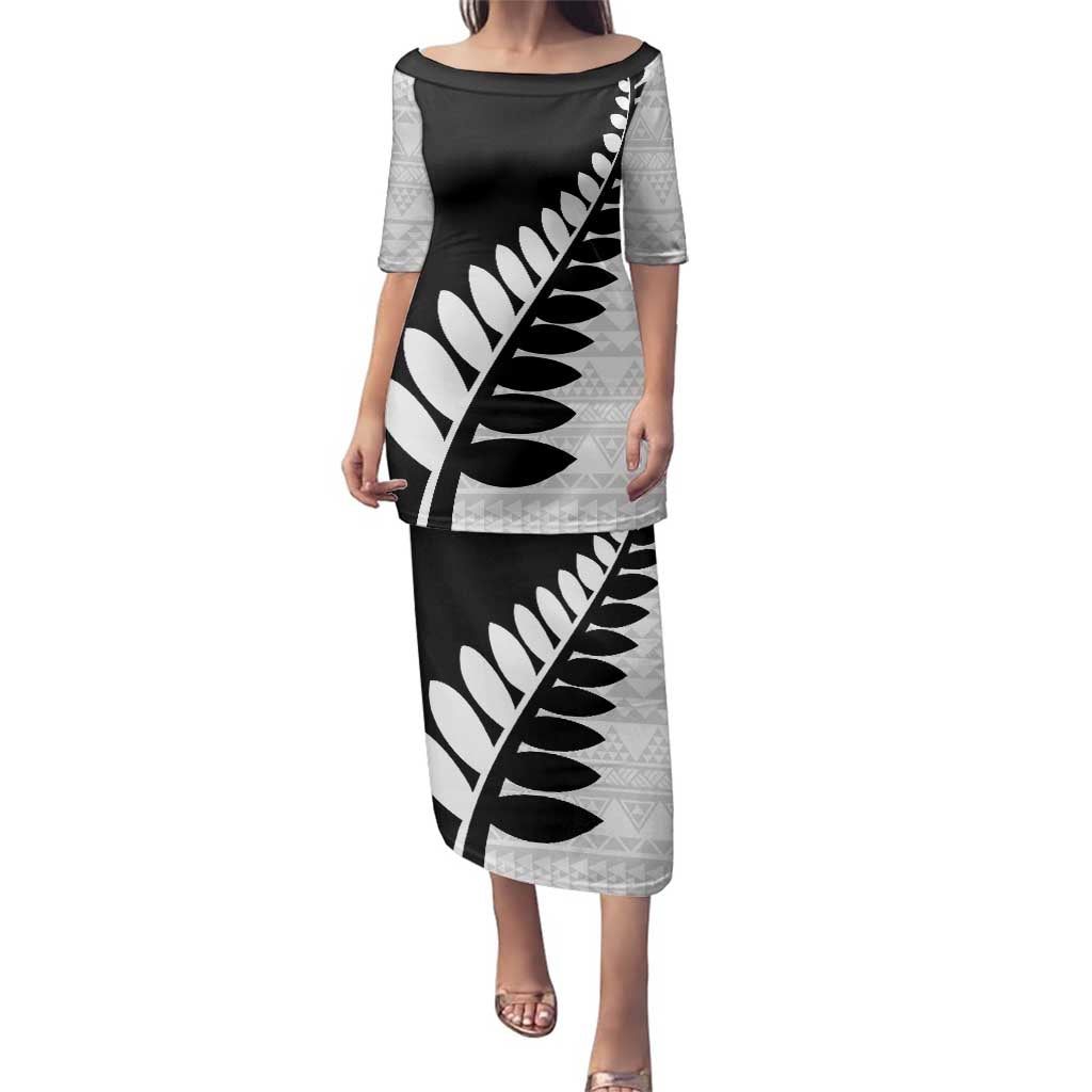 New Zealand Silver Fern Niho Taniwha Family Matching Puletasi and Hawaiian Shirt