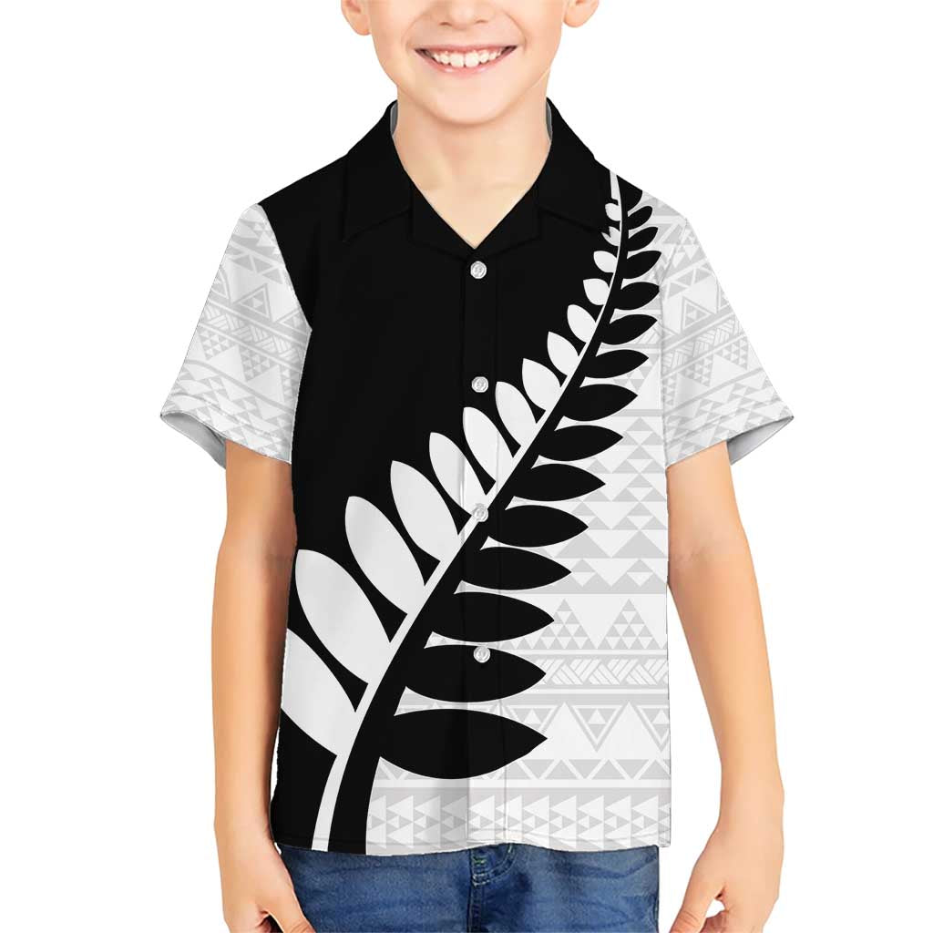 New Zealand Silver Fern Niho Taniwha Family Matching Short Sleeve Bodycon Dress and Hawaiian Shirt LT9 Son's Shirt Black - Polynesian Pride