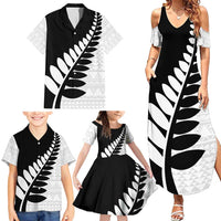 New Zealand Silver Fern Niho Taniwha Family Matching Summer Maxi Dress and Hawaiian Shirt