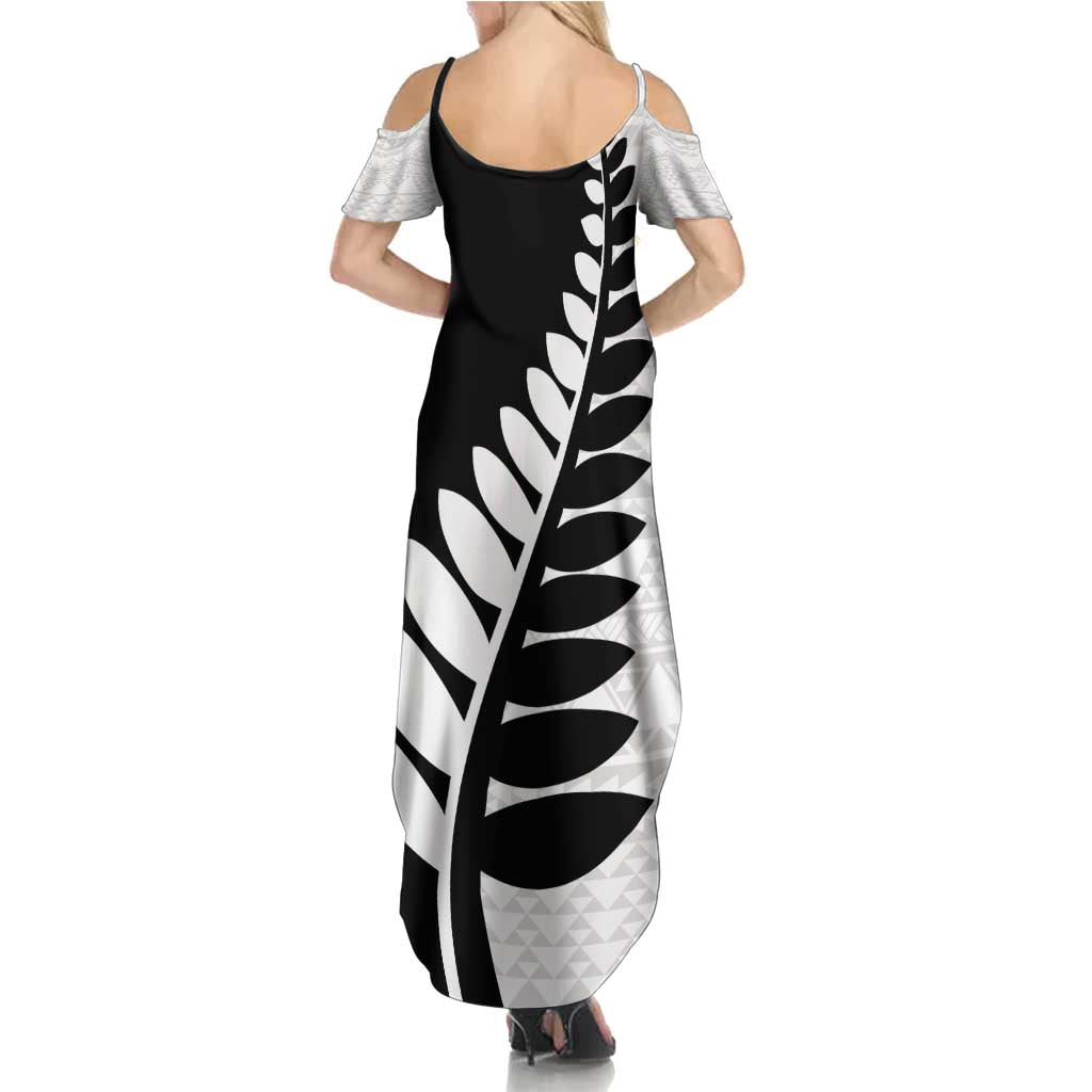 New Zealand Silver Fern Niho Taniwha Family Matching Summer Maxi Dress and Hawaiian Shirt