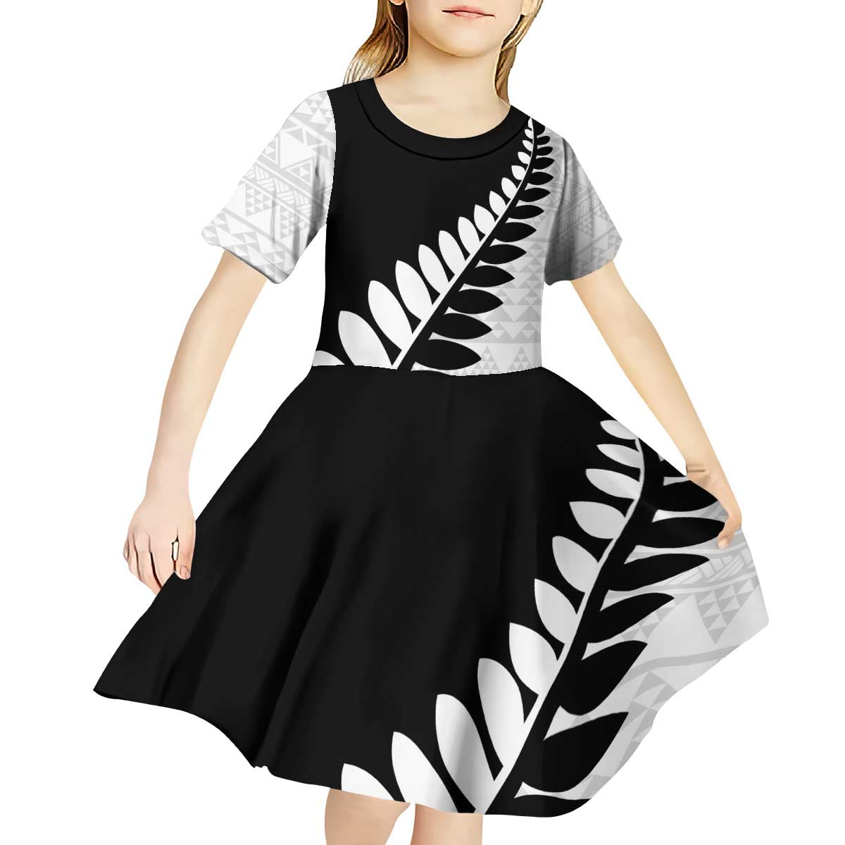 New Zealand Silver Fern Niho Taniwha Kid Short Sleeve Dress
