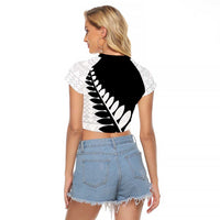 New Zealand Silver Fern Niho Taniwha Raglan Cropped T Shirt