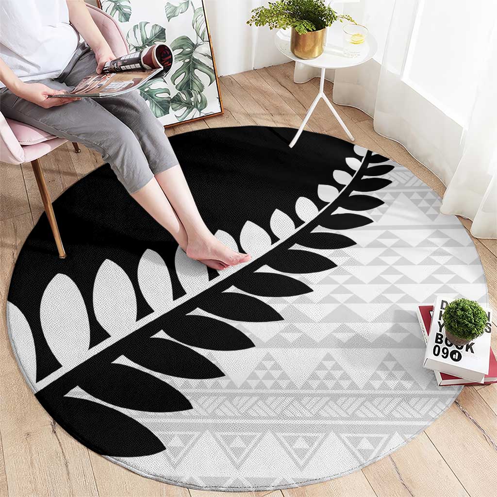 New Zealand Silver Fern Niho Taniwha Round Carpet