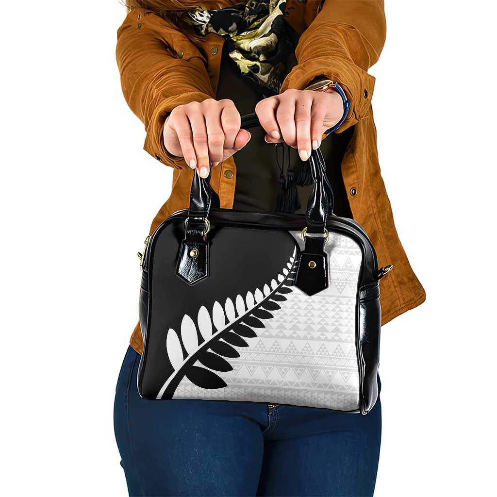 New Zealand Silver Fern Niho Taniwha Shoulder Handbag LT9 One Size Black - Polynesian Pride
