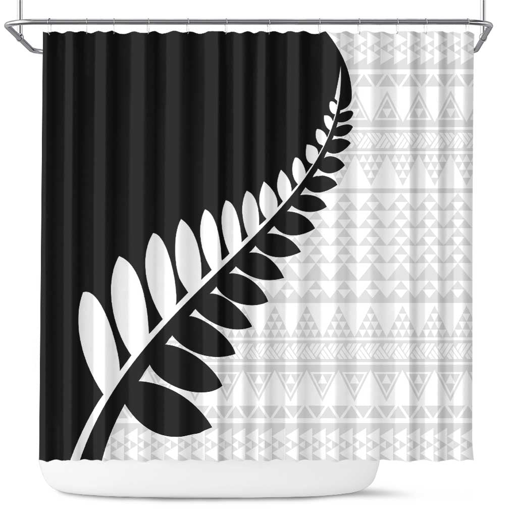 New Zealand Silver Fern Niho Taniwha Shower Curtain LT9 Black - Polynesian Pride