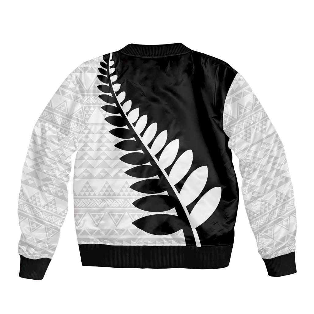 New Zealand Silver Fern Niho Taniwha Sleeve Zip Bomber Jacket LT9 - Polynesian Pride