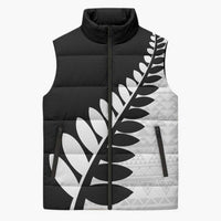 New Zealand Silver Fern Niho Taniwha Sleeveless Puffer Jacket - Polynesian Pride