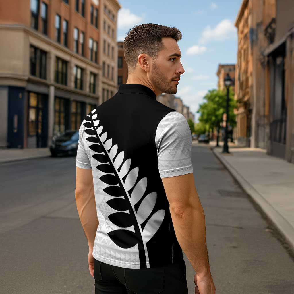 New Zealand Silver Fern Niho Taniwha Zipper Polo Shirt - Polynesian Pride