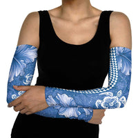 Blue Hibiscus Turle Arm Sleeves Hawaiian Style Tribal Tapa Pattern - Polynesian Pride