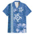 Blue Hibiscus Turle Family Matching Off Shoulder Short Dress and Hawaiian Shirt Hawaiian Style Tribal Tapa Pattern