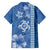 Blue Hibiscus Turle Family Matching Off Shoulder Short Dress and Hawaiian Shirt Hawaiian Style Tribal Tapa Pattern