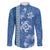 Blue Hibiscus Turle Family Matching Off Shoulder Short Dress and Hawaiian Shirt Hawaiian Style Tribal Tapa Pattern