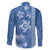 Blue Hibiscus Turle Family Matching Off Shoulder Short Dress and Hawaiian Shirt Hawaiian Style Tribal Tapa Pattern