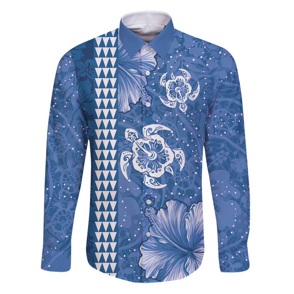 Blue Hibiscus Turle Family Matching Puletasi and Hawaiian Shirt Hawaiian Style Tribal Tapa Pattern