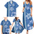 Blue Hibiscus Turle Family Matching Summer Maxi Dress and Hawaiian Shirt Hawaiian Style Tribal Tapa Pattern