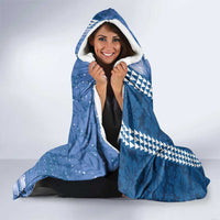 Blue Hibiscus Turle Hooded Blanket Hawaiian Style Tribal Tapa Pattern